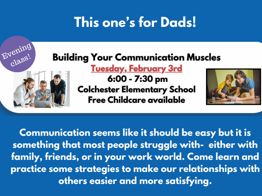 WINTER 2026 Parent/Caregiver Programs --- FREE childcare is always available during our Parent/Caregiver programs. Please contact Cindy Praisner at cpraisner@colchesterct.org in advance to sign up your child.