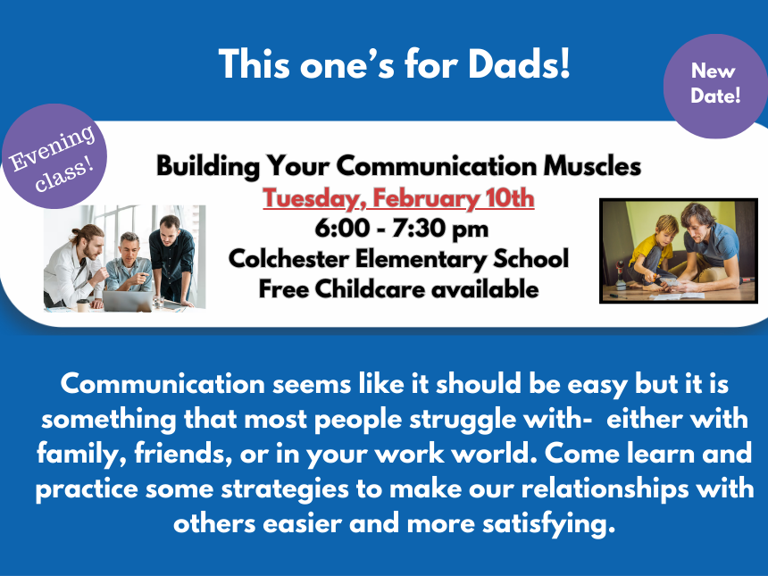 WINTER 2026 Parent/Caregiver Programs --- FREE childcare is always available during our Parent/Caregiver programs. Please contact Cindy Praisner at cpraisner@colchesterct.org in advance to sign up your child.