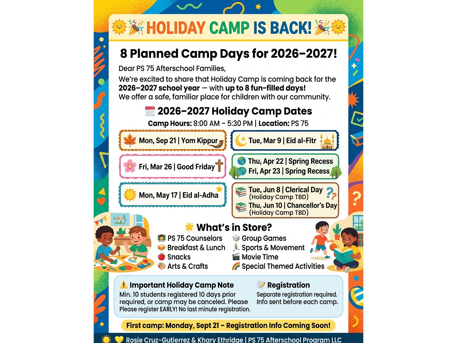 PS 75 AFTERSCHOOL SPECIAL PROGRAMS